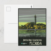 Carte Postale Floride, phare de l'entrée de Jupiter, (Devant / Derrière)