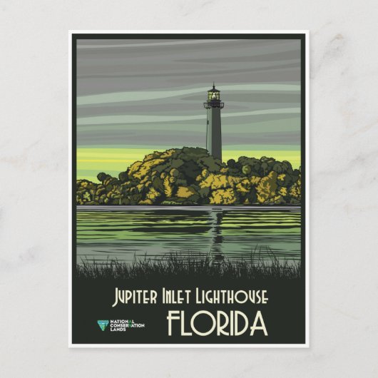 Carte Postale Floride, phare de l'entrée de Jupiter, (Devant)