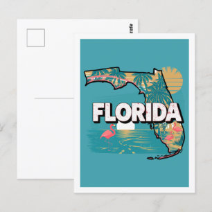 Carte Postale Floride Retro Voyage Design Iconique États-Unis