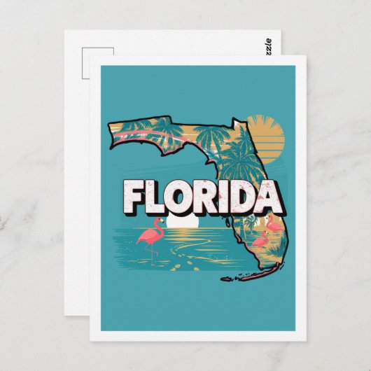 Carte Postale Floride Retro Voyage Design Iconique États-Unis (Devant / Derrière)