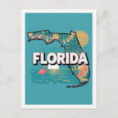 Carte Postale Floride Retro Voyage Design Iconique États-Unis (Devant)