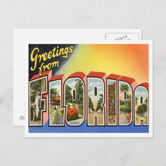 Carte Postale Floride Salutations Des États-Unis (Devant / Derrière)