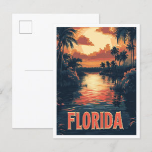 Carte Postale Floride USA Vintage Illustration Voyage