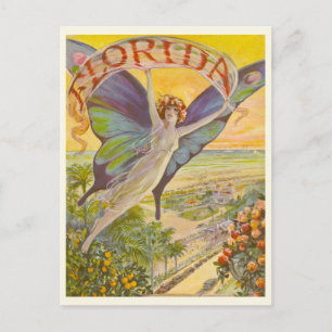 Carte Postale Floride vintage publicité avec Flying Woman