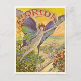 Carte Postale Floride vintage publicité avec Flying Woman