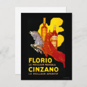 Carte Postale Florio Cinzano Poster Vintage Europe (Devant / Derrière)