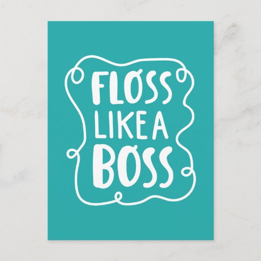 Carte Postale Floss Comme Un Boss | Phrase dentaire (Devant)