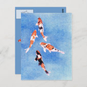 Carte postale flottante Koi bleu (Devant / Derrière)