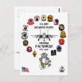 CARTE POSTALE FLOTTE ATLANTIQUE - F-14 TOMCAT SQ. (Devant / Derrière)