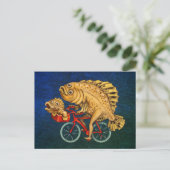 Carte Postale Flounder Riding A Bicycle Peinture (Debout devant)