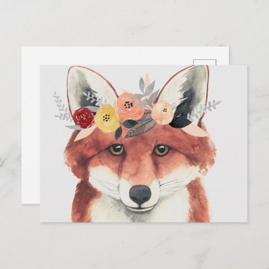 Carte Postale Flower Crown Forester Fox (Devant / Derrière)