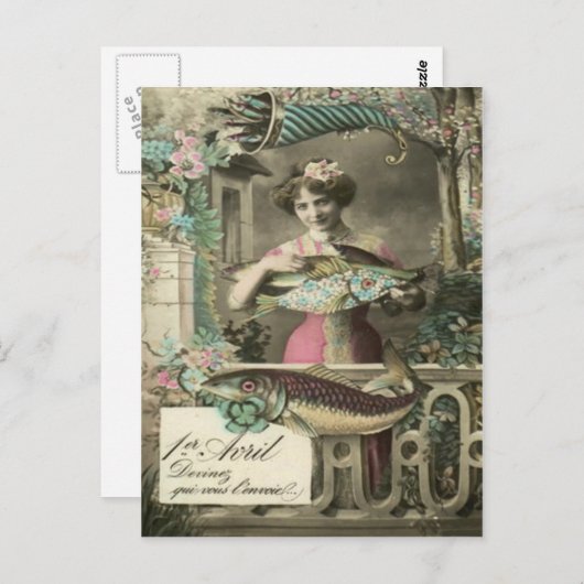 Carte Postale Flower Fish Cornucopia Poisson d'avril (Devant / Derrière)