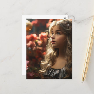 Carte Postale Flower Garden Princess Girl