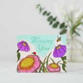 Carte postale Flower Meadow "Missing You" (Debout devant)