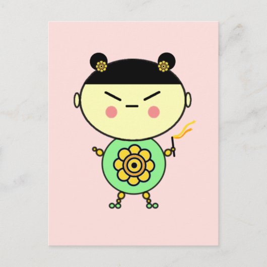 Carte Postale Flower Power Girl (Devant)