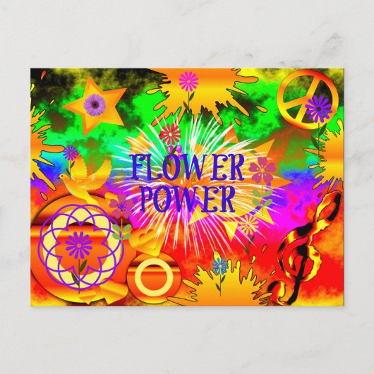 Carte Postale Flower Power - Motif Coloré des Années 1960 (Devant)