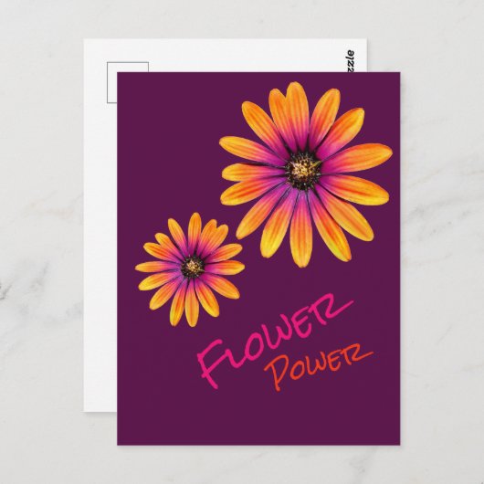 Carte postale FlowerPower violet (Devant / Derrière)