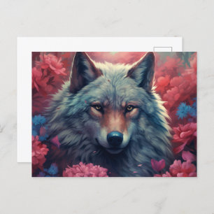 Carte Postale Flowers and the wolf