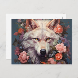 Carte Postale Flowers and the wolf