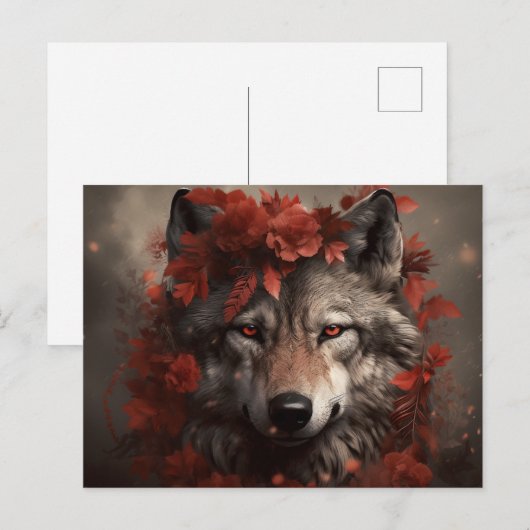 Carte Postale Flowers and the wolf (Devant / Derrière)
