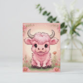 Carte Postale Fluffy Rose Highlands Scottish Cow (Debout devant)
