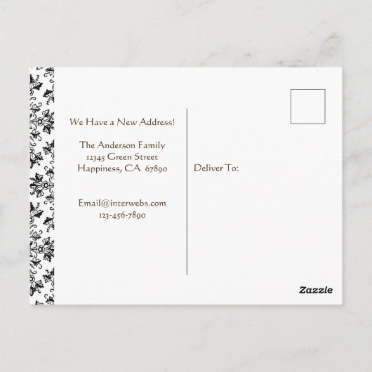 Carte Postale Fluide Editable Noir sur Blanc Feu Déplacé (Dos)