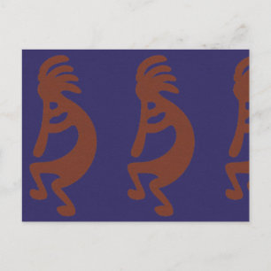 Carte Postale Flûte Jouer Kokopelli Figure - Rouille rouge sur b
