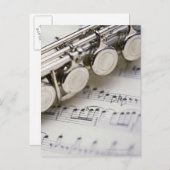 Carte Postale Flûte sur partition (Devant / Derrière)
