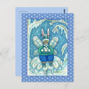 CARTE POSTALE FLUTTERBUN HIVER WONDERLAND, FUNNY BUNNY RABBIT