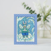 CARTE POSTALE FLUTTERBUN HIVER WONDERLAND, FUNNY BUNNY RABBIT (Debout devant)