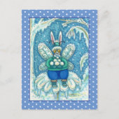 CARTE POSTALE FLUTTERBUN HIVER WONDERLAND, FUNNY BUNNY RABBIT (Devant)