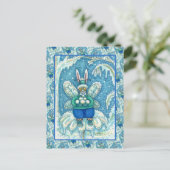 CARTE POSTALE FLUTTERBUN HIVER WONDERLAND, FUNNY BUNNY RABBIT (Debout devant)