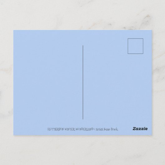 CARTE POSTALE FLUTTERBUN HIVER WONDERLAND, FUNNY BUNNY RABBIT (Dos)