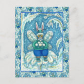 CARTE POSTALE FLUTTERBUN HIVER WONDERLAND, FUNNY BUNNY RABBIT (Devant)