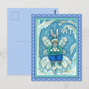 CARTE POSTALE FLUTTERBUN HIVER WONDERLAND, FUNNY BUNNY RABBIT