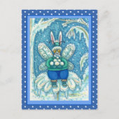 CARTE POSTALE FLUTTERBUN HIVER WONDERLAND, FUNNY BUNNY RABBIT (Devant)