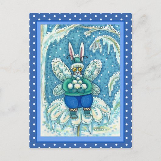 CARTE POSTALE FLUTTERBUN HIVER WONDERLAND, FUNNY BUNNY RABBIT (Devant)