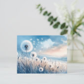 Carte Postale Flux de Dandelion Whimsical dans le vent (Debout devant)