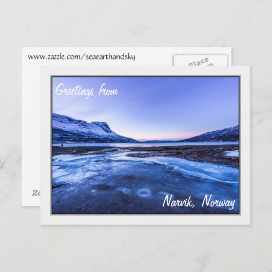 Carte Postale Flux gelé sur les rivages Narvik (Devant / Derrière)