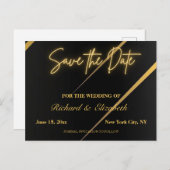 Carte Postale Flux noir et or Enregistrer la date (Devant / Derrière)