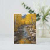 Carte Postale Flux Rocheux Avec Arbres En Aspen Or, Peinture (Debout devant)