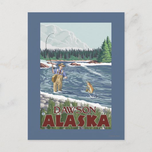 Carte Postale Fly Fisherman - Dawson, Alaska (Devant)
