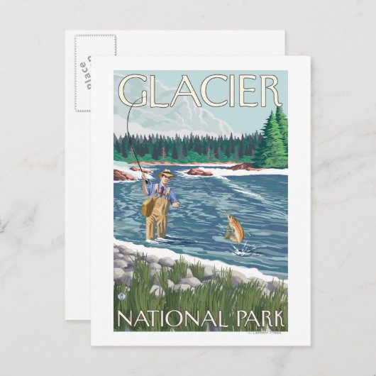 Carte Postale Fly Fisherman - Parc national des Glaciers, MT (Devant / Derrière)