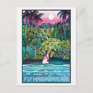 Carte Postale Fly Hawaiian Air Hawaii Vintage Poster
