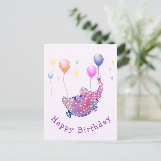 Carte Postale Flying Elephant Funny Birthday Card (Debout devant)