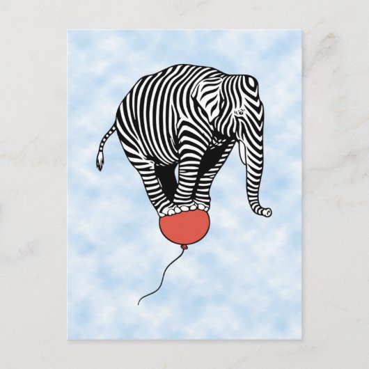 Carte Postale FLying Elephant Zebra (Devant)