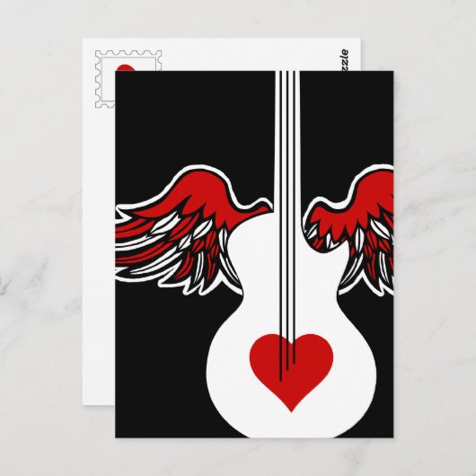 Carte postale Flying Heart Guitar (Devant / Derrière)
