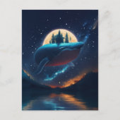 Carte Postale Flying Humpback Baleine Lune Mer Lumière Forêts St (Devant)