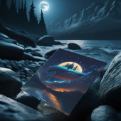 Carte Postale Flying Humpback Baleine Lune Mer Lumière Forêts St