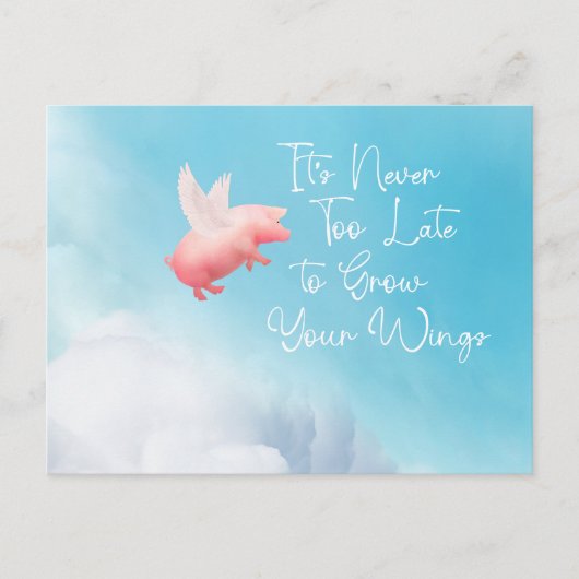 Carte Postale Flying Pig Grow Your Wings (Devant)